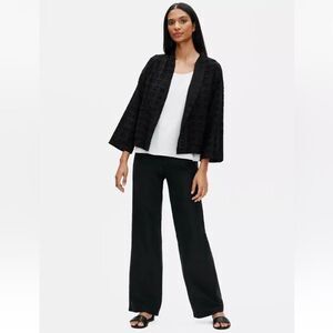 Eileen Fisher Black Textured Kimono Jacket,‎ Size Petite Small